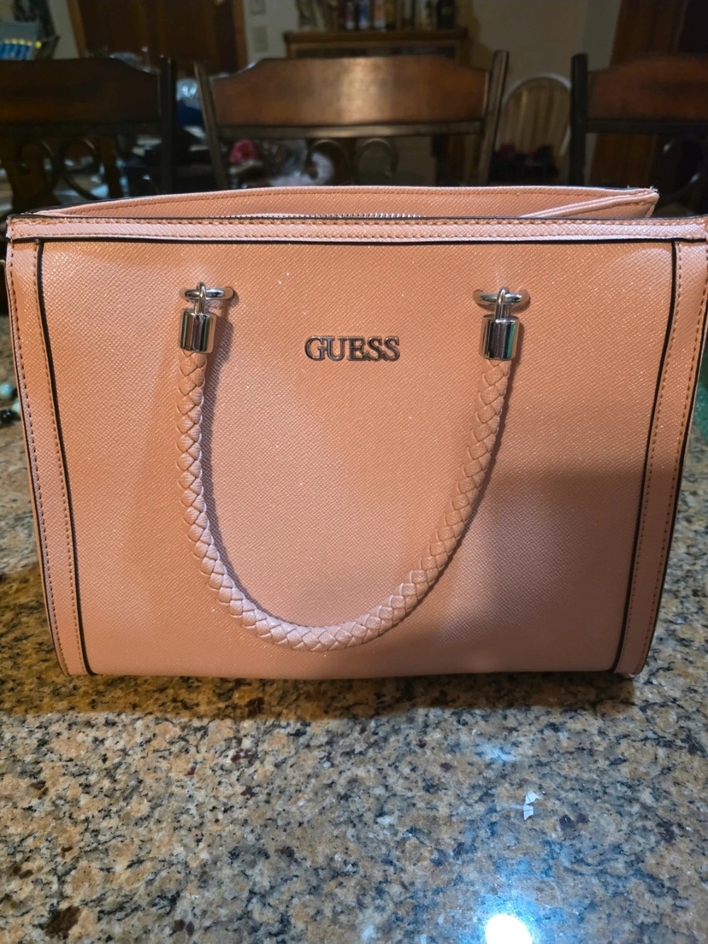 GUESS Pink Braided-Handle Satchel
